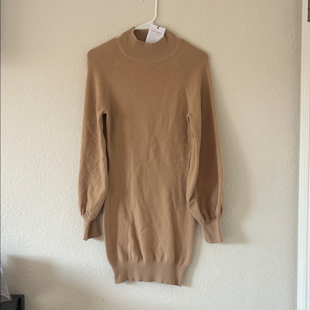 Tan Long Sleeve Sweater Dress